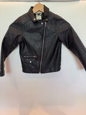 H&M Kids size 7/8 Black Faux Leather Biker Jacket
